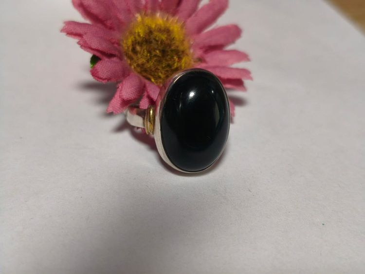 Anillo plata de LEY 925 - ONIX - TALLA EUROPEA 14