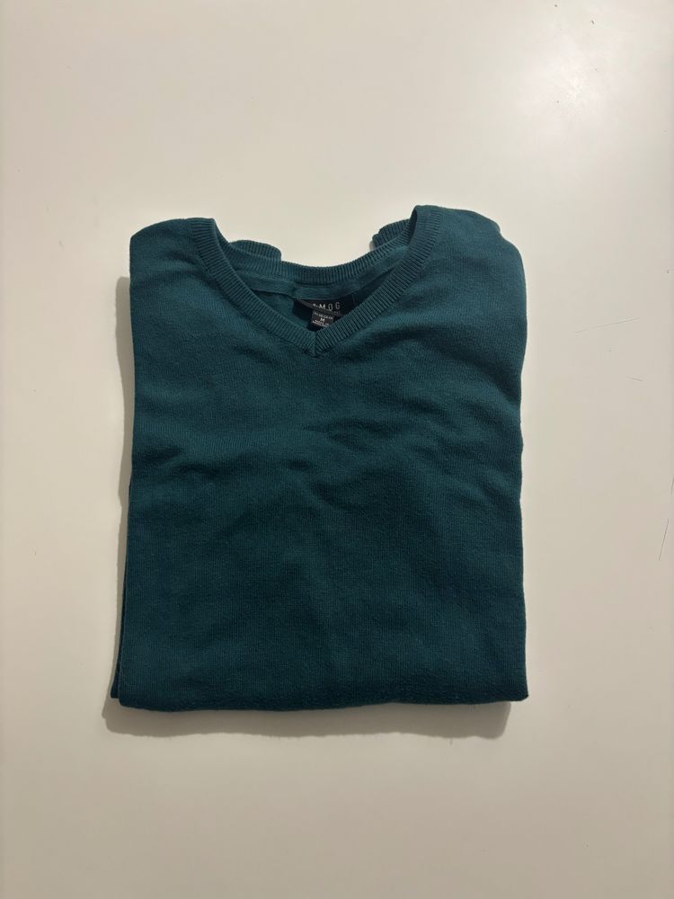 Teal V-Neck Sweater image 1