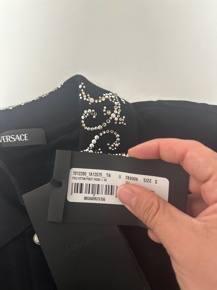 Versace Black Polo Shirt With Embellished Collar image 7