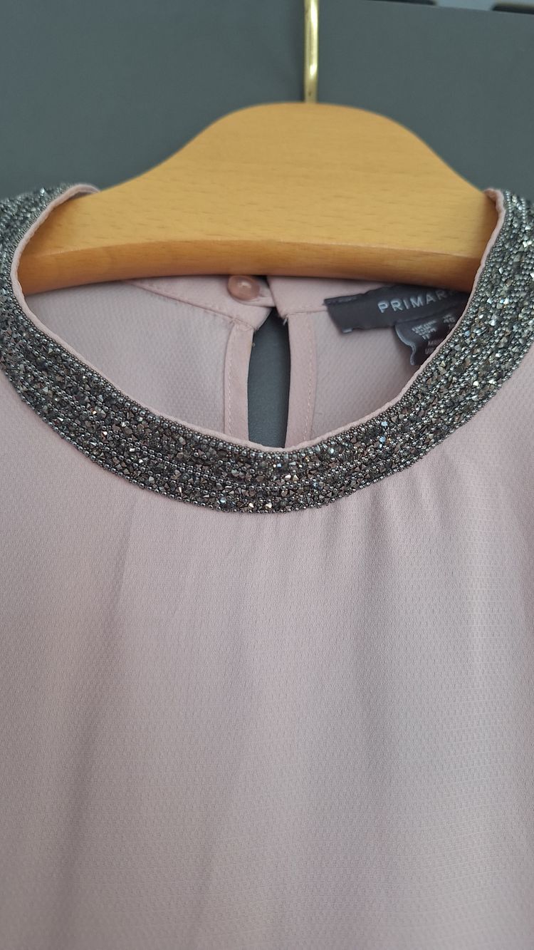 Primark Pink Blouse With Beaded Neckline 7