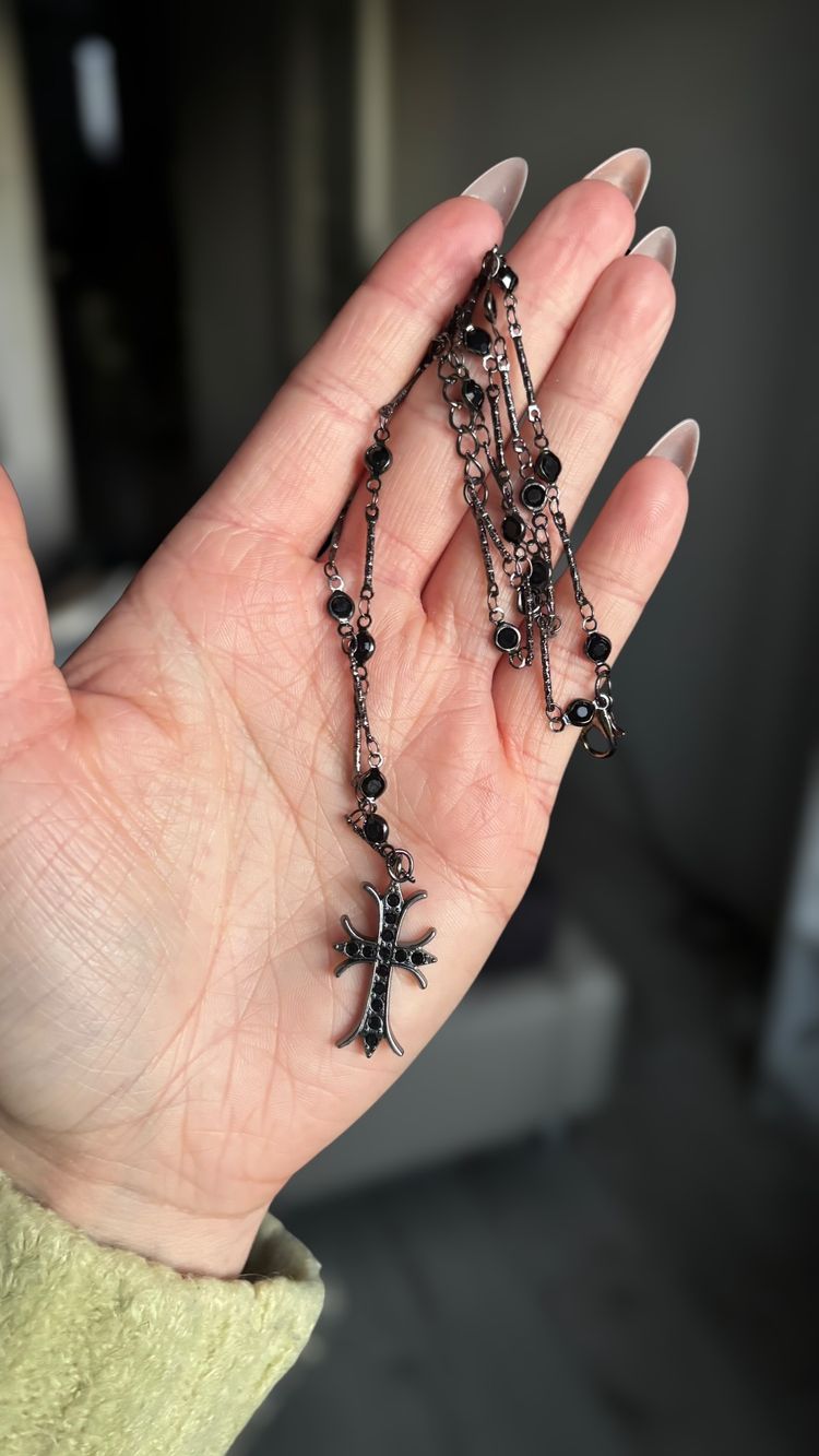 Black Cross Pendant Necklace
