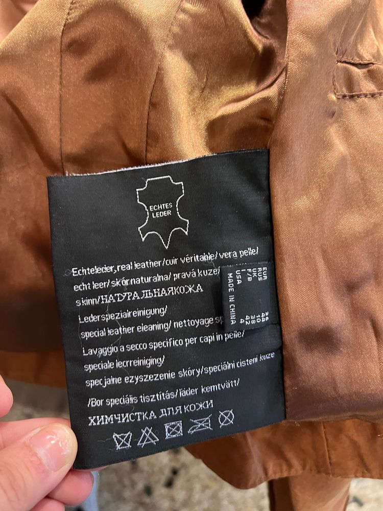 Rainbow Collection Brown Leather Jacket s donna imagen 4