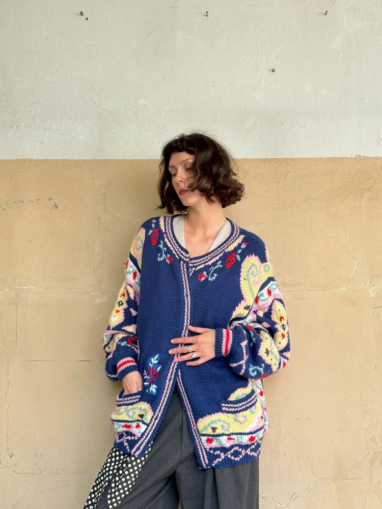 colorful patterned cardigan image 3
