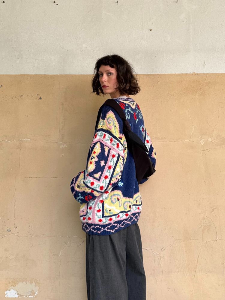 colorful patterned cardigan image 5
