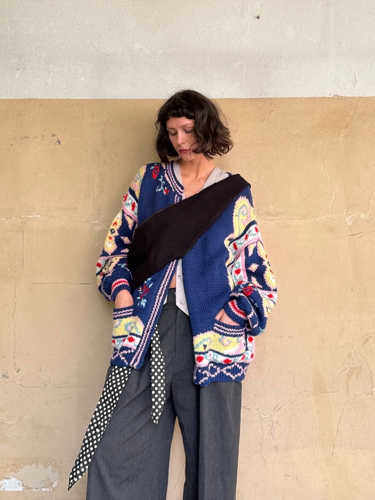 colorful patterned cardigan image 2