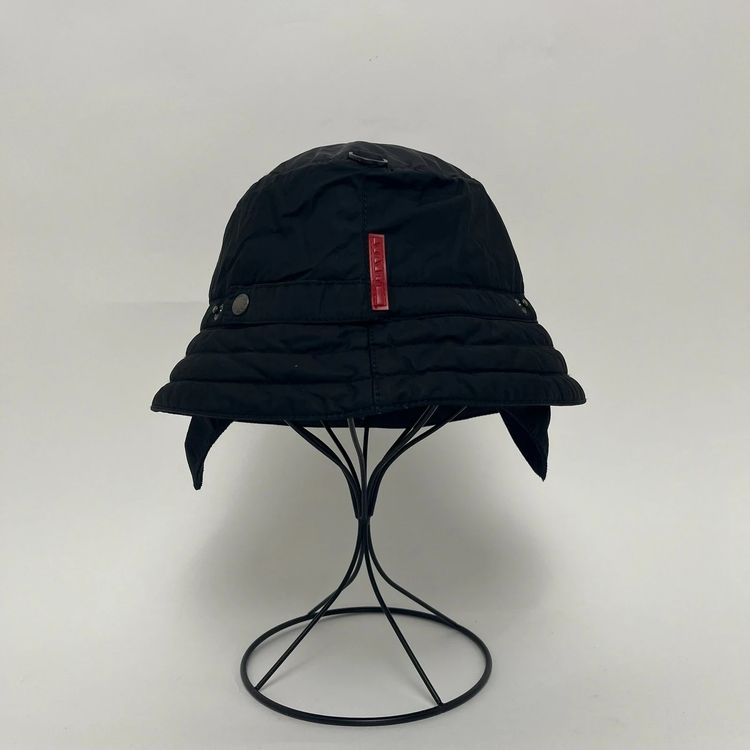 Prada Sport 00’s Black Nylon Bucket Trapper Hat - M imagen 1