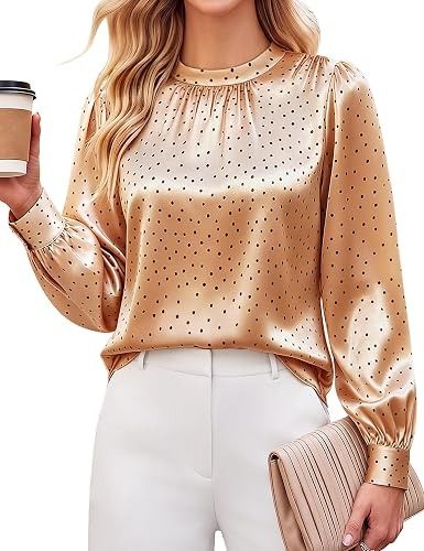 Gold Satin Polka Dot Blouse image 2