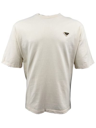 Prada Plaque Logo T-Shirt - Cream (552842629)