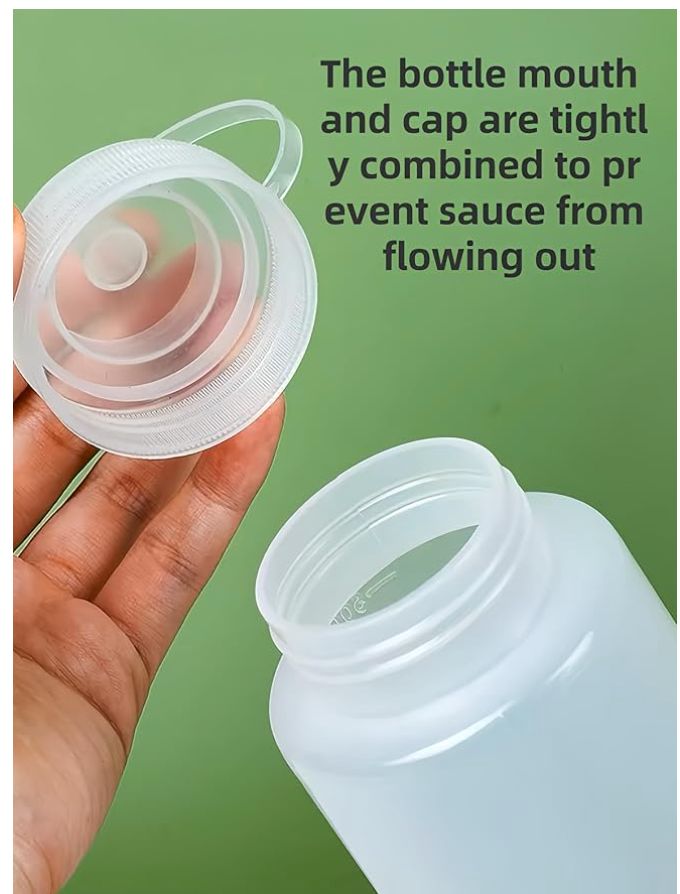 Bottles with Caps, 3 Pack Squeezy Sauce Bottles, Plastic Squeeze Dispensers with Measurements for Ketchup, BBQ, Sauces, Syrup, Dressings (1000ML) 3