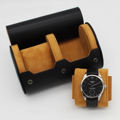 2 Slot Watch Roll Travel Case PU Leather Light Brown Colour Personalised 1