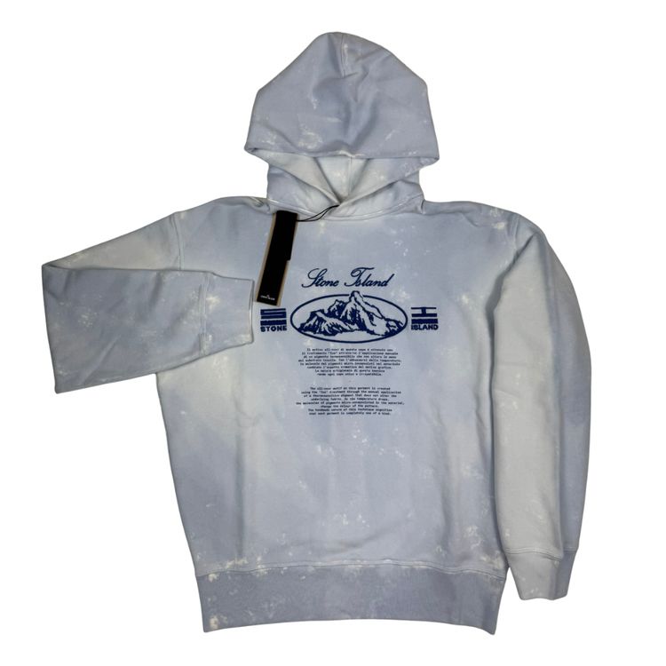 Sudadera con capucha Stone Island Organic Cotton Fleece Ice celeste - talla S/M/L