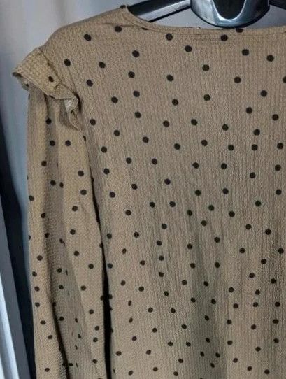 Primark Khaki Olive Green Polka Dot Ruffle Sleeve Tunic Mini Dress XL UK 18 20 obraz 10