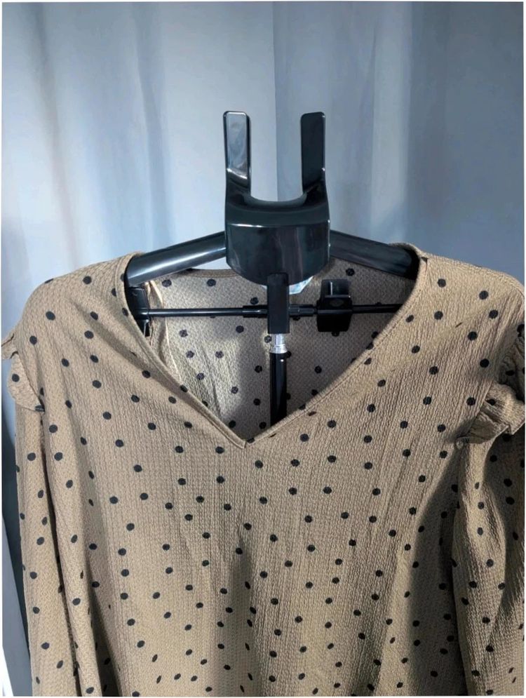 Primark Khaki Olive Green Polka Dot Ruffle Sleeve Tunic Mini Dress XL UK 18 20 obraz 6