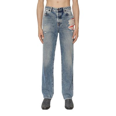 DIESEL 1955 09E10 Mens Denim Jeans Distressed Regular Fit Straight Ripped Jeans 1