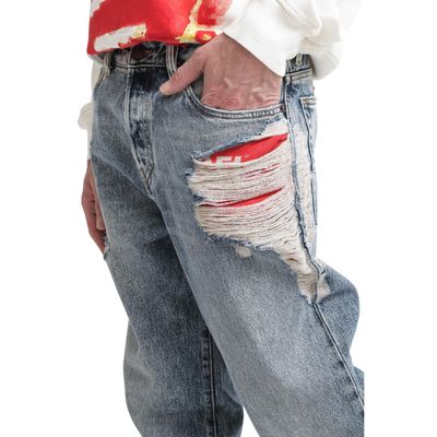 DIESEL 1955 09E10 Mens Denim Jeans Distressed Regular Fit Straight Ripped Jeans 7