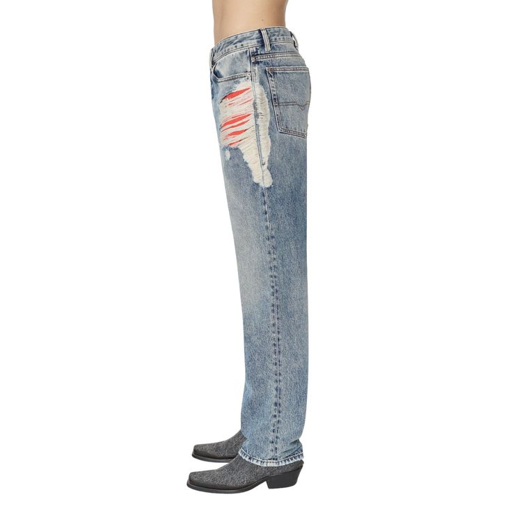 DIESEL 1955 09E10 Mens Denim Jeans Distressed Regular Fit Straight Ripped Jeans 4