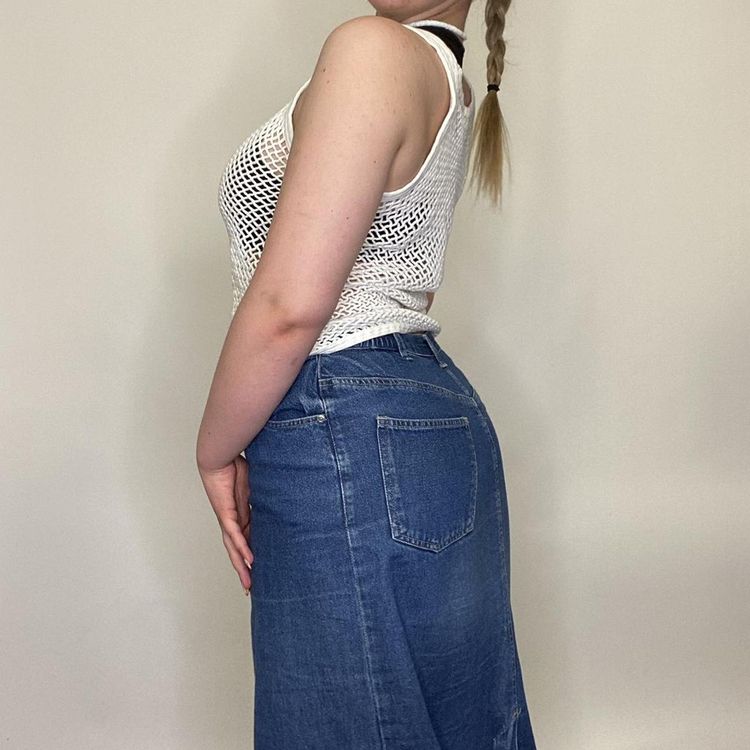 90s 00s white fish net tank top