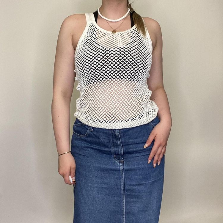 Other 90s 00s white fish net tank top product image
