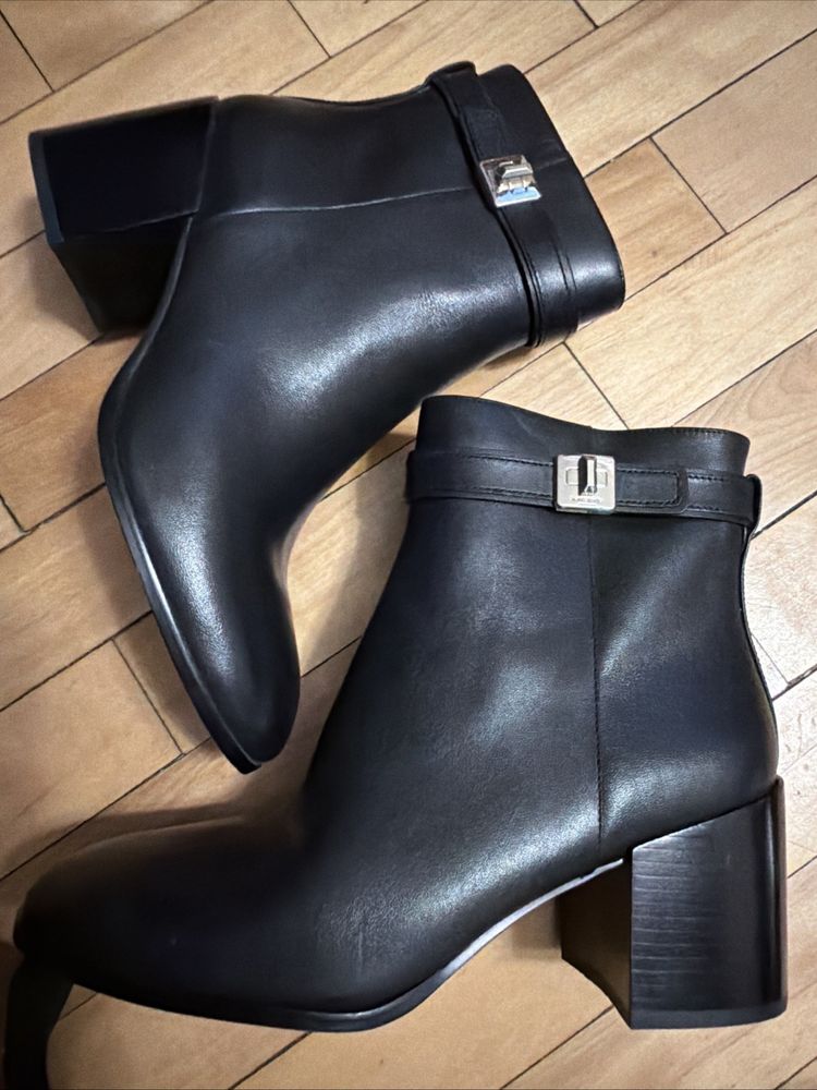 Kate Spade New York Phoebe Black Leather Ankle Boots Block Heel Black Uk 6 BN image 1
