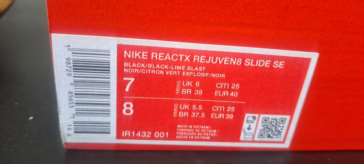 Nike Reactx Rejuven8 Slide SE UK 6 EUR 40 Black Lime Blast Brand New Box No Lid image 6