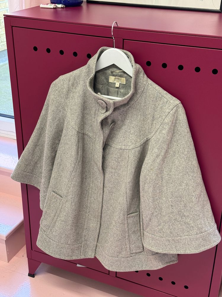 Grey Wool Cape Coat 