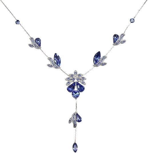 Blue Crystal Necklace And Earrings Set image 1