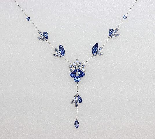 Blue Crystal Necklace And Earrings Set image 3