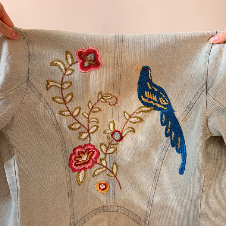 2000s Asymmetrical Collar Candie’s Embroidered Denim Jacket image 7