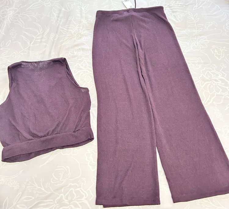 H&M Purple Sleeveless Top And Wide-Leg Pants Set 8