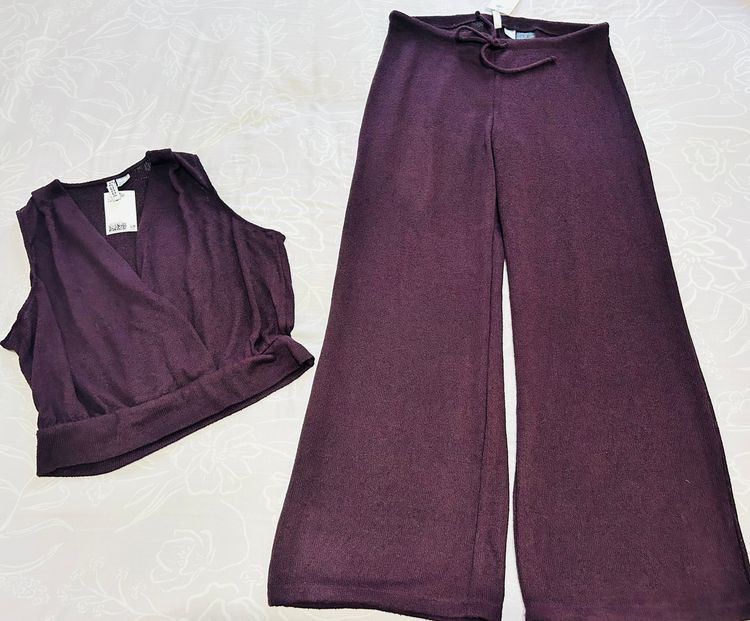 H&M Purple Sleeveless Top And Wide-Leg Pants Set 9