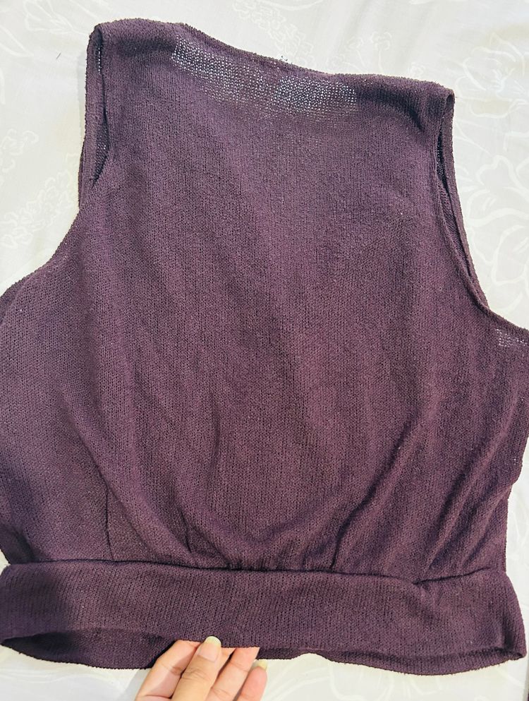 H&M Purple Sleeveless Top And Wide-Leg Pants Set 10