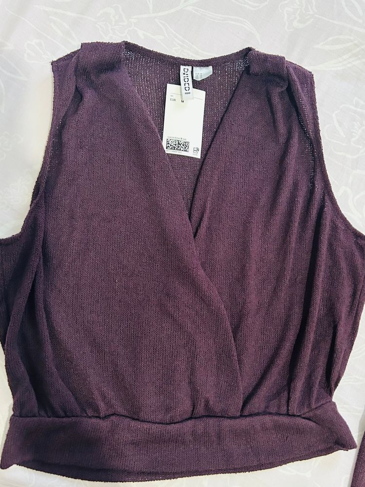 H&M Purple Sleeveless Top And Wide-Leg Pants Set 4