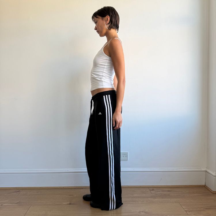 Black Adidas 3 stripe wide leg yoga pants - Size M image 2
