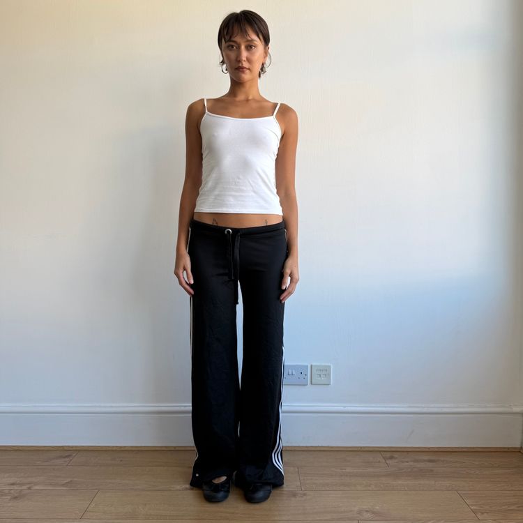Black Adidas 3 stripe wide leg yoga pants - Size M image 5