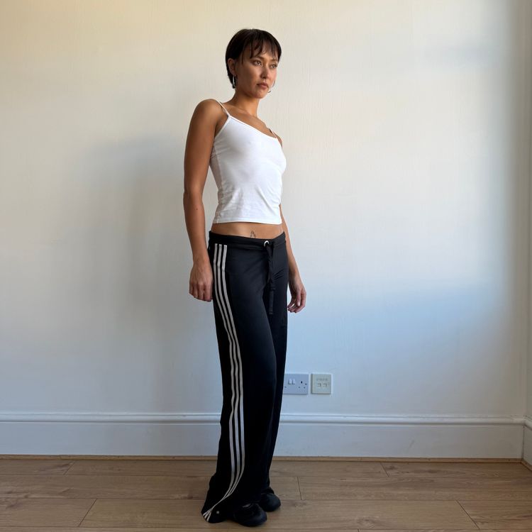 Black Adidas 3 stripe wide leg yoga pants - Size M image 8