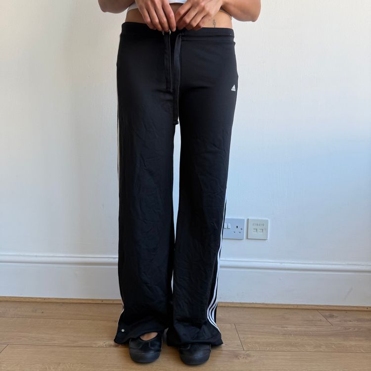 Black Adidas 3 stripe wide leg yoga pants - Size M image 4
