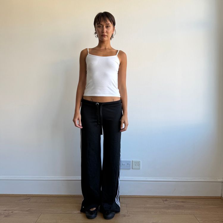 Black Adidas 3 stripe wide leg yoga pants - Size M image 1