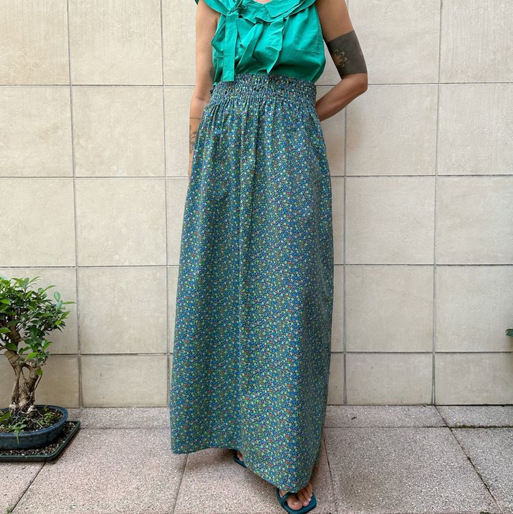 Unknown Gonna sartoriale nera stampe fiori 70s imagen del producto