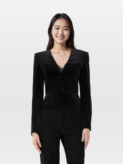 Black Velvet Back Zip Top