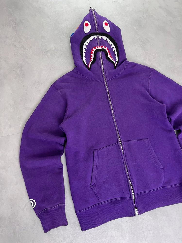 Bape Shark Zip Up Hoodie purple – L image 2