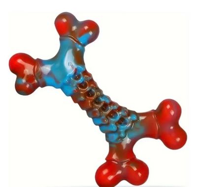 Dog - aggressive chewers bone blue and red