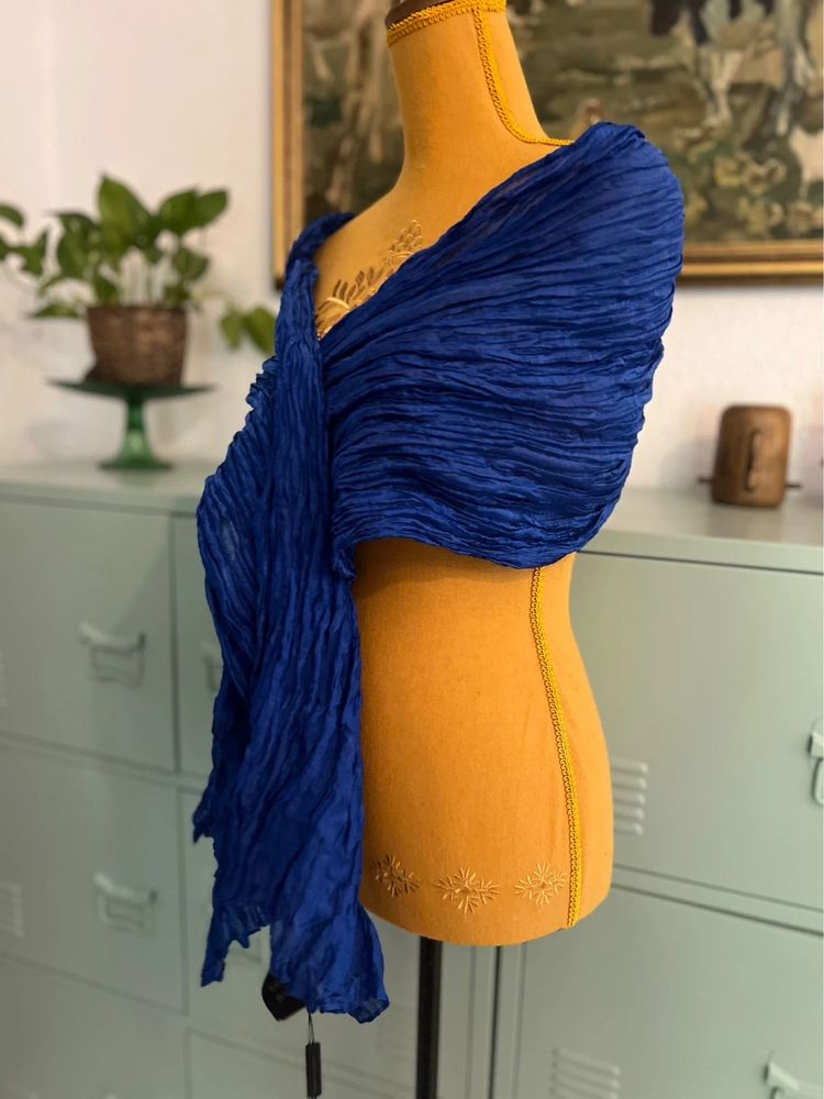 Simorra Simorra 75% Silk Metallic Pleated Wrap Scarf New Without Tags product image