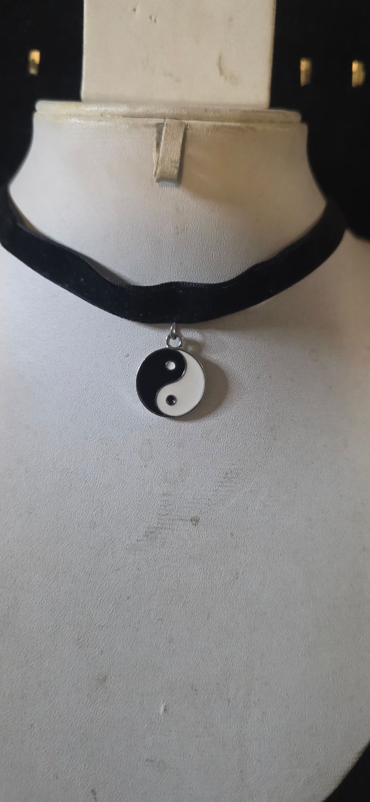 Black Velvet Choker Necklace With Yin Yang Pendant