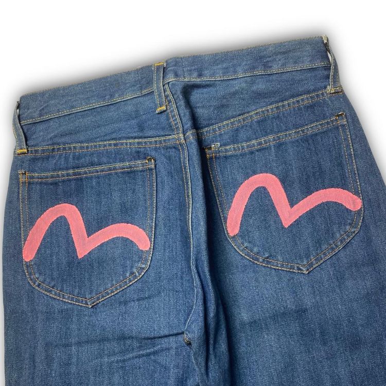 Evisu Donna Baggy Pink Gull Painted Jeans 2