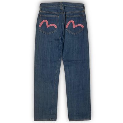 Evisu Donna Baggy Pink Gull Painted Jeans 1