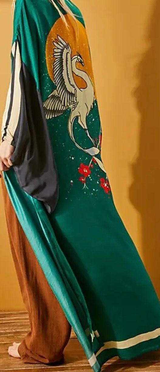 Free People Green Long Dress With Crane Print product image