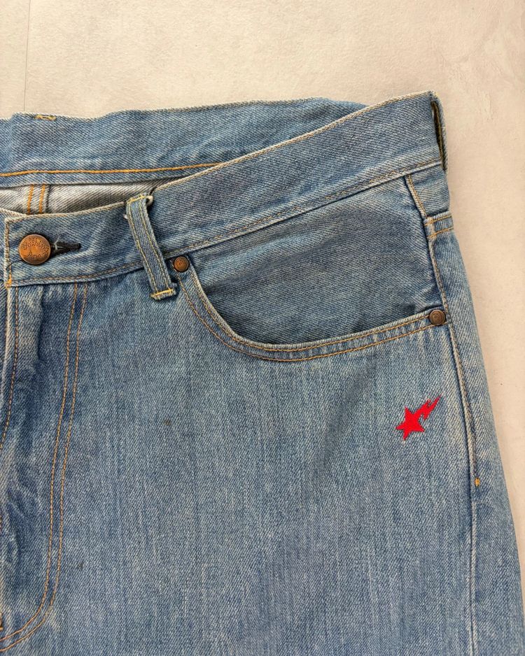 Bape Spell Out Back Embroidery Washed Jeans light blue – XXL imagen 4