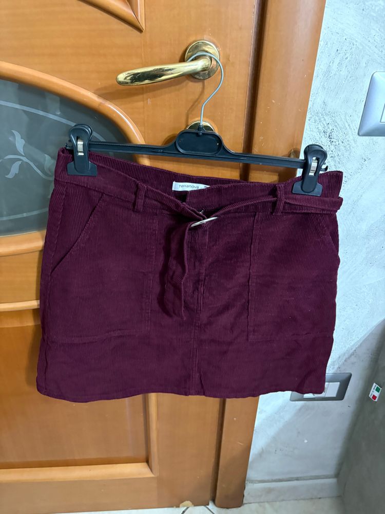 Terranova Burgundy Corduroy Mini Skirt 2