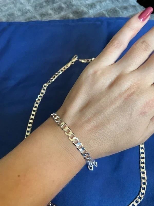 Silver Chain Necklace And Bracelet Set image 4