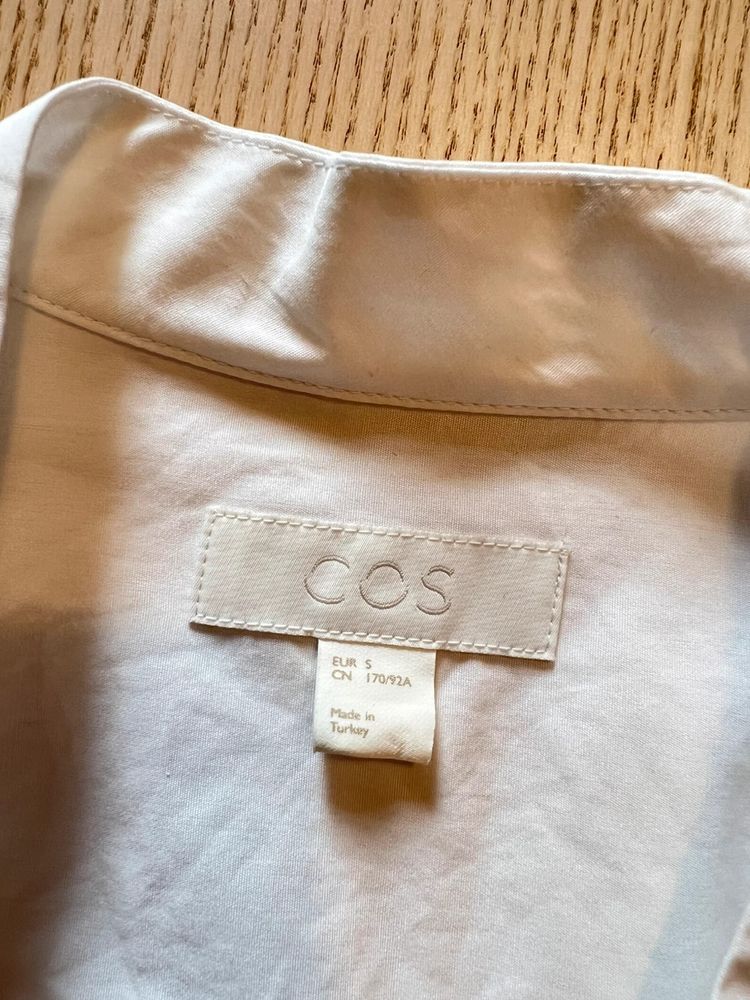 COS – White Convertible Collar Shirt – Mandarin To Open Collar – 100% Cotton – Size S 8